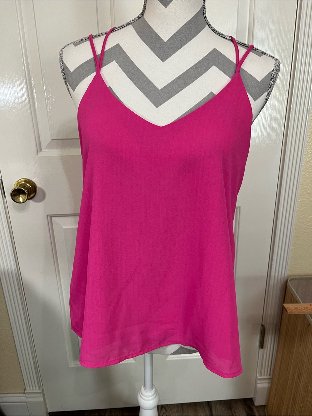 Love Riche Hot Pink Double-Strap V-Neck Camisole